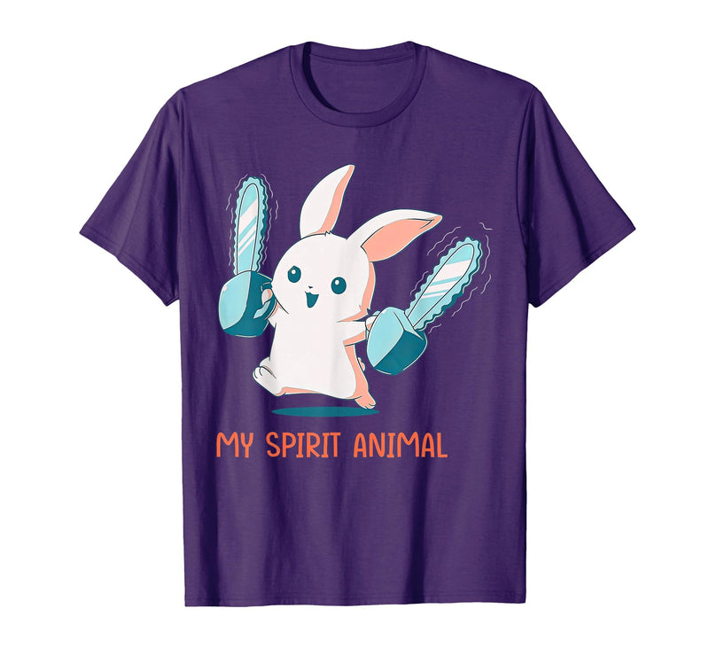 My Spirit Animal Cute Rabbit with Chainsaw T-Shirt in Purple