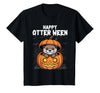 Otter Halloween Lover Gift Co. Happy Otter-Ween Lazy Halloween Costume Funny Animal Pun T-Shirt - Black