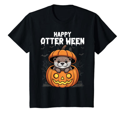 Otter Halloween Lover Gift Co. Happy Otter-Ween Lazy Halloween Costume Funny Animal Pun T-Shirt