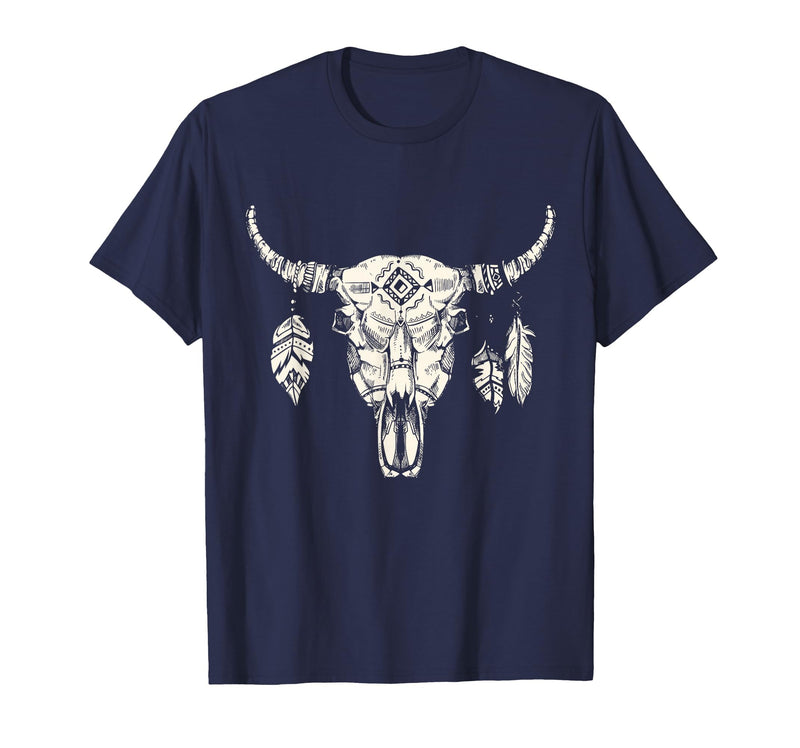 Buffalo Animals Gift Idea Bison Buffalo Skull Animal Design T-Shirt - Navy Blue