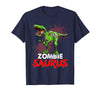 Dinosaur T Rex Zombie Saurus Halloween Kids Boys Zombie Saurus Skeleton Dinosaur T Rex Zombie Halloween Boys T-Shirt - Navy