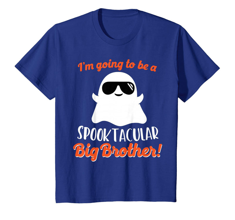Halloween Pregnancy Announcements by HotW Big Brother Pregnancy Announcement Ghost Funny Boy Halloween T-Shirt - Royal Blue