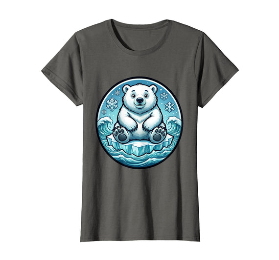 Mademark Polar Bear Lone Ice Floe Arctic Drift Design T-Shirt - Asphalt Grey