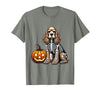 Spooky Cocker Spaniel Skeleton Costumes Halloween Cocker Spaniel Skeleton Jack O Lantern Funny Dog Halloween T-Shirt - Olive