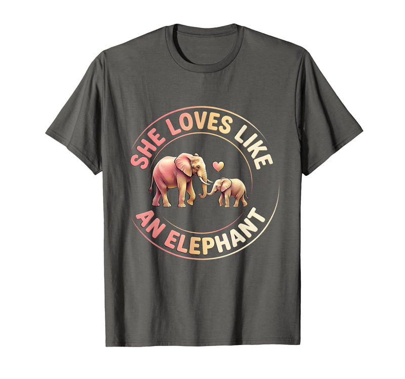 Mademark She Loves Like An Elephant Mother Child Bond T-Shirt - Men - Asphalt Grey