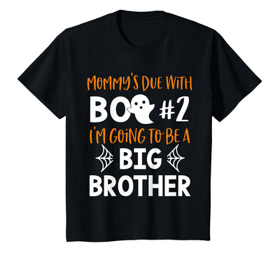Ghost Cute Funny Big Sibling Baby 2 Reveal Tshirt Kids Big Brother Halloween Pregnancy Announcement Boo #2 T-Shirt