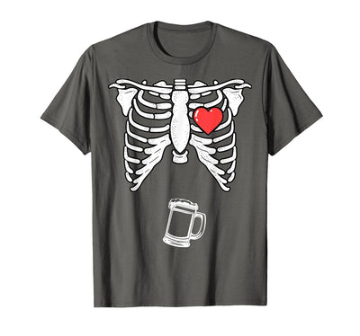 Funny Halloween Shirts Lazy Costume Party Skeleton Pregnancy Beer Shirt Xray Halloween Soon to Be Dad T-Shirt