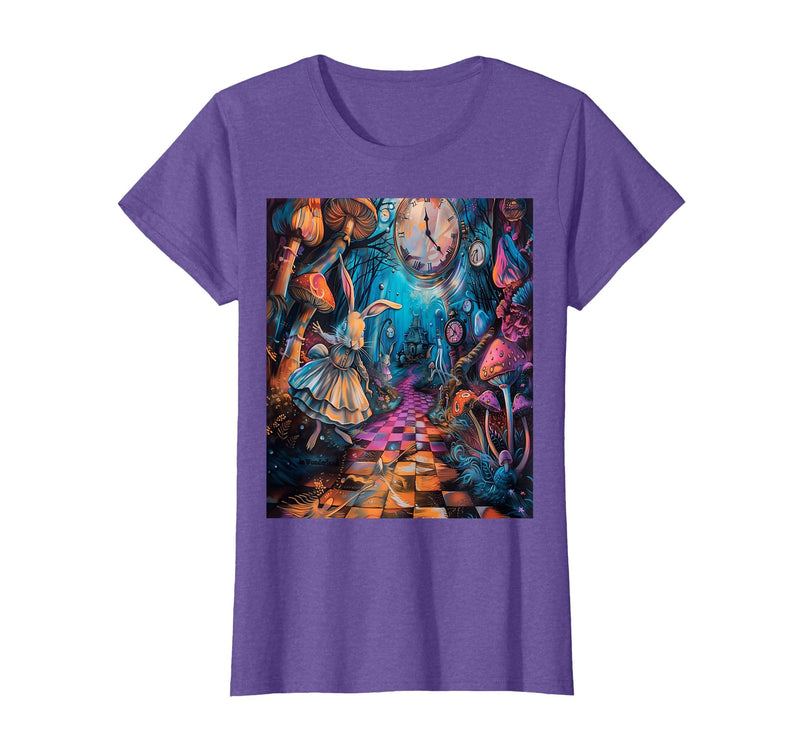 Alice in Wonderland Rabbit House T-Shirt in Purple Heather