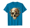 Mademark Elephant Skull Wildflower Bloom Graphic T-Shirt - Men - Sapphire Blue