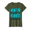 Mademark Hunt or Be Hunted Fierce Shark Design T-Shirt - Olive Green