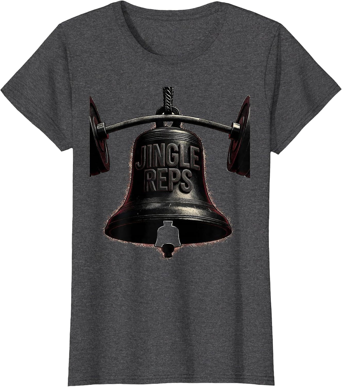 Women's Jingle Reps Blackwork Dotwork Christmas Weightlifting Gym T-Shirt - Dark Heather Grey