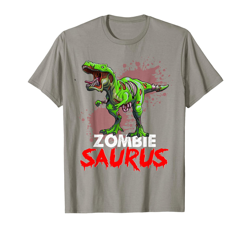 Dinosaur T Rex Zombie Saurus Halloween Kids Boys Zombie Saurus Skeleton Dinosaur T Rex Zombie Halloween Boys T-Shirt - Slate