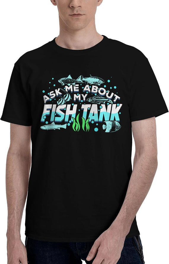 Men's T-Shirt,Fishkeeping Aquarium Tank,Regular Fit Soft Layering Basic Short Sleeve Top - As Pictured