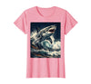 Mademark Great White Shark Breaching Atlantic Waves T-Shirt - Pink