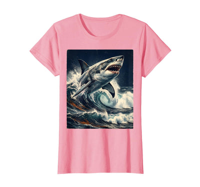 Great White Shark Breaching Atlantic Waves T-Shirt