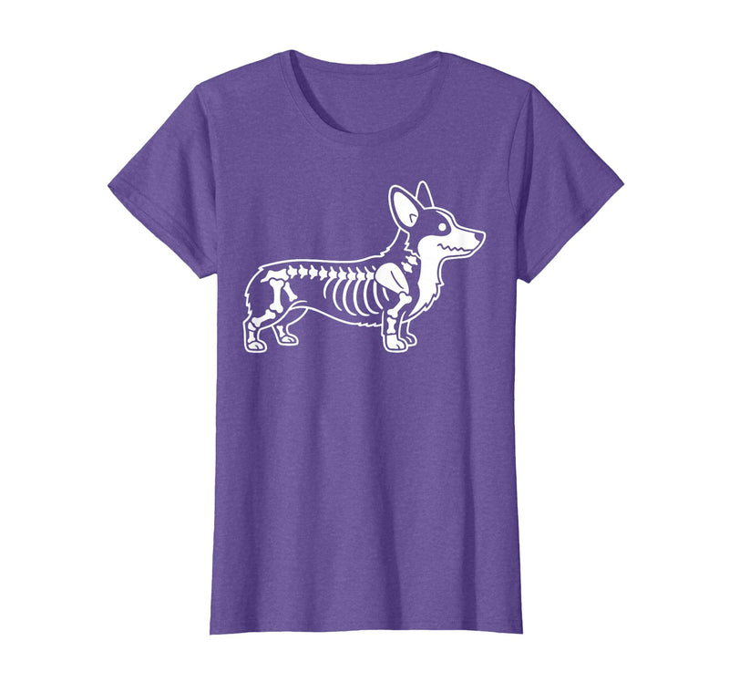 Halloween Corgi Skeleton Spooky Costume Corgi Skeleton Halloween T-Shirt - Purple Heather