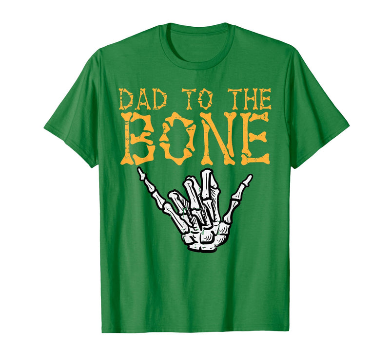 Mens Halloween Shirts For Dad Daddy Papa Men Halloween Dad to The Bone Skeleton Hand Fun Papa Costume Men T-Shirt - Kelly
