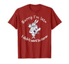 Sorry I'm Late, I Didn't Want to Come White Rabbit Watch T-Shirt in Cranberry Red