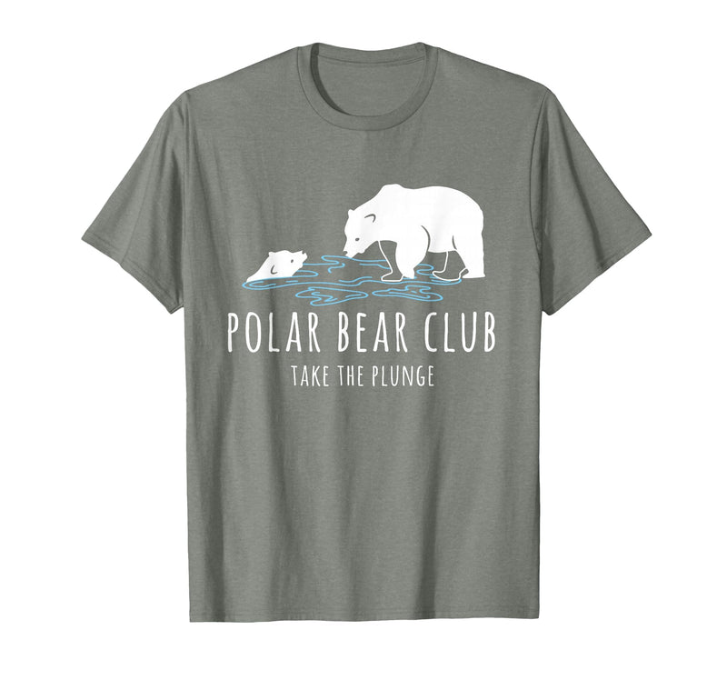Global Warming Awareness Arctic Winter Ice Polar Bear Club Take The Plunge Ice Bear T-Shirt - Olive Heather