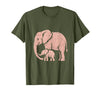 Mademark Mama Elephant Trunk Wrapped Around Baby T-Shirt - Men - Olive Green