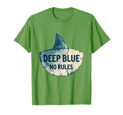 Deep Blue No Rules Shark Graphic Design T-Shirt