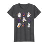 Halloween Music Teacher Ghost Music Lover Cute Ghost Cat Playing Musical Halloween Music Teacher T-Shirt - Dark Heather Grey