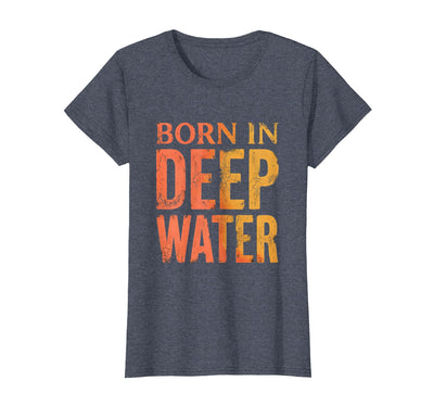 Born in Deep Water Shark Graphic Design T-Shirt