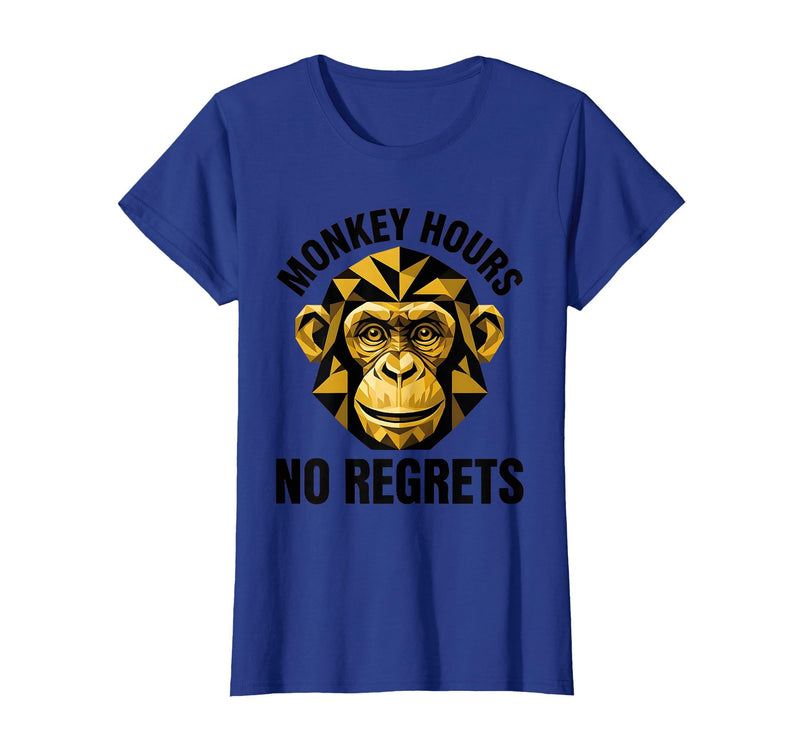 Mademark Monkey Hours No Regrets Funny Primate Design T-Shirt - Women - Royal Blue