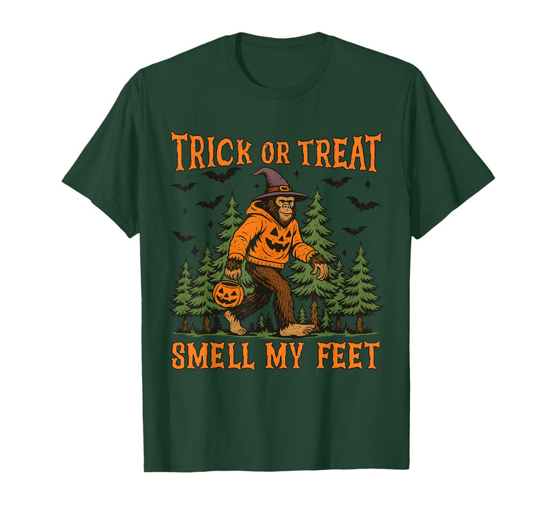 Bigfoot Halloween Costume Party Outfits Trick Or Treat Smell My Feet Bigfoot Halloween Sasquatch T-Shirt - Dark Green