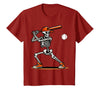 Funny Halloween Skeleton Sports Boys Costume Baseball Skeleton Spooky Boys Halloween Baseball Player T-Shirt - Cranberry Red