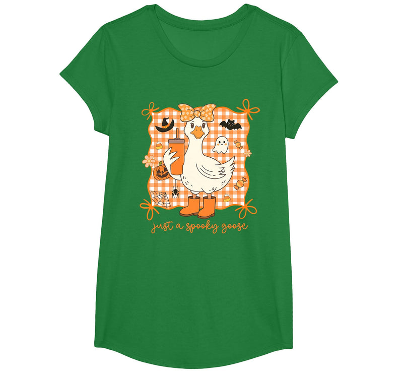 Just A Spooky Goose Halloween Goose Just A Spooky Goose Halloween Silly Goose Funny Halloween T-Shirt - Kelly Green