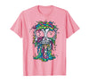 Skull & Halloween Designs for Bikers and Rockers Melting Skull Halloween Colorful Paint Drip Graphic T-Shirt - Pink