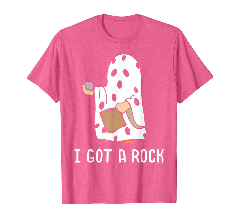 Funny Halloween Vibes Trick Or Treating I Got A Rock Funny Halloween Trick Or Treating Ghost T-Shirt - Pink Heather