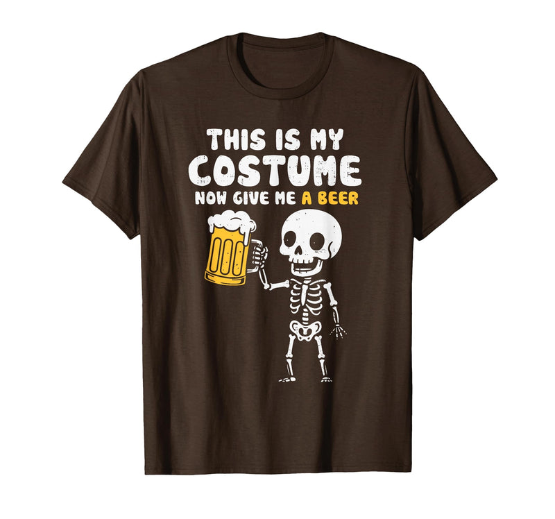 Halloween Tees Women Men Kids This is My Costume Beer Halloween Party Drinking Dad Mens T-Shirt - Brown