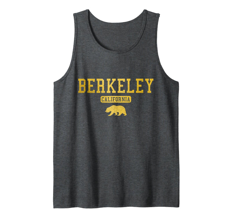 Berkeley California - Apparel & Gifts Berkeley California Bear Pride Vintage Tank Top - Dark Heather Grey