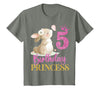 Kids 5th Birthday Rabbit Princess Girl Bunny 5 Years Old T-Shirt in Olive Heather