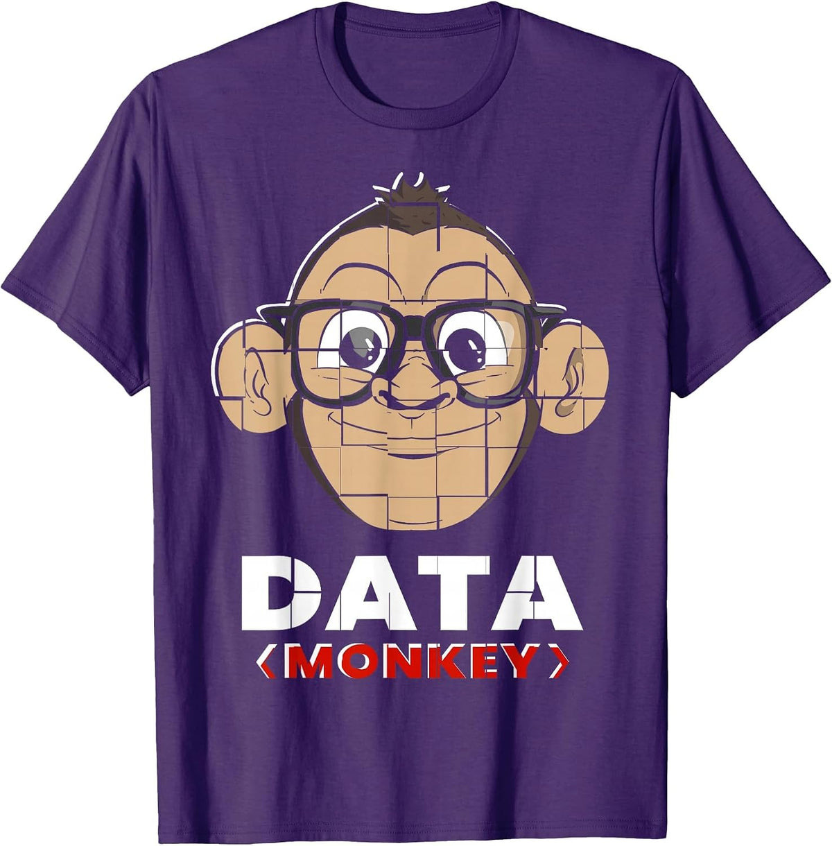 Data Monkey Data Evaluator Code Programmer T-Shirt - Purple