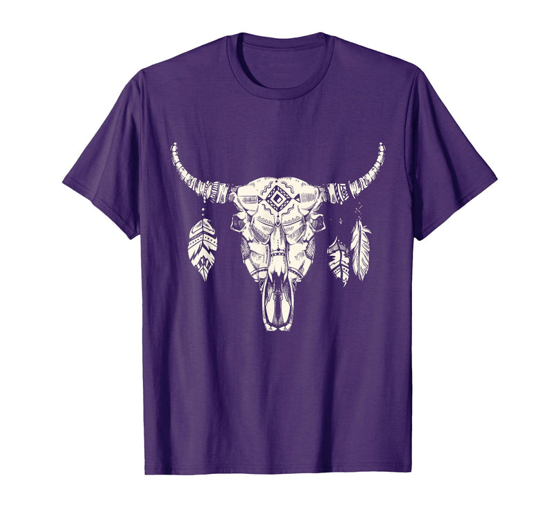 Buffalo Animals Gift Idea Bison Buffalo Skull Animal Design T-Shirt - Purple