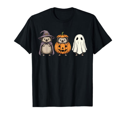 Funny Retro Hedgehog Halloween Witch Spooky Ghost Hedgehog Lover Pumpkin Halloween T-Shirt
