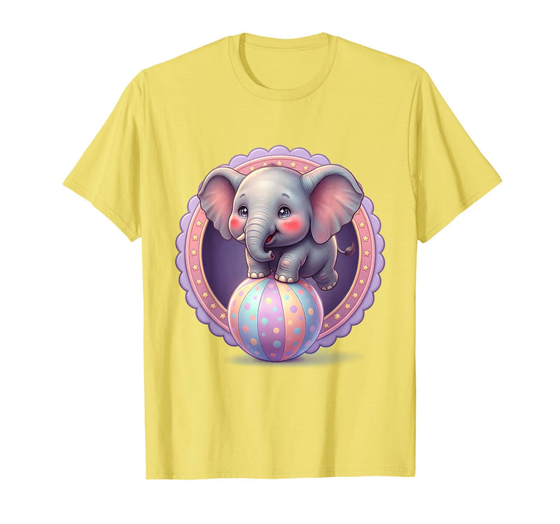 Mademark 1st Grade Pink Elephant Circus Ball Design T-Shirt - Men - Lemon Yellow