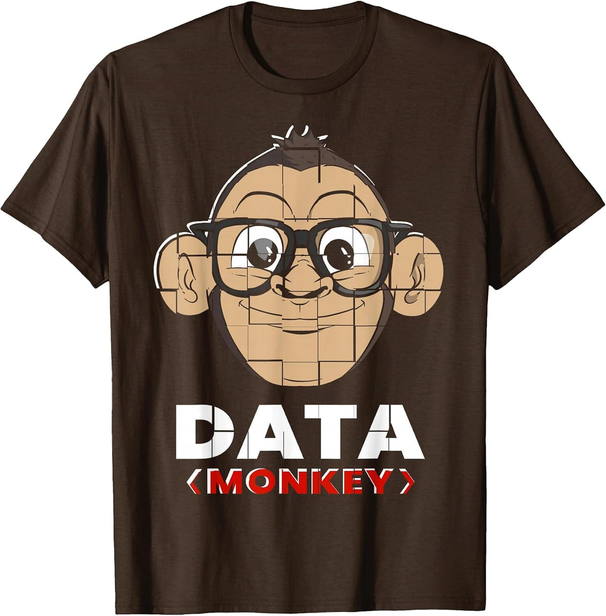 Data Monkey Data Evaluator Code Programmer T-Shirt - Brown