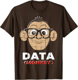 Data Monkey Data Evaluator Code Programmer T-Shirt - Brown