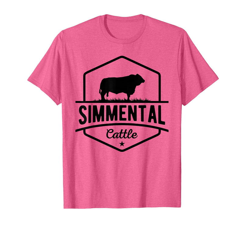 Funny Farmer Gift for Simmental Cattle Cow Farmer - Simmental Cattle T-Shirt - Pink Heather