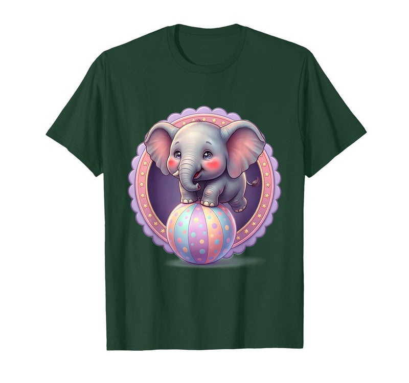 Mademark 1st Grade Pink Elephant Circus Ball Design T-Shirt - Men - Dark Green