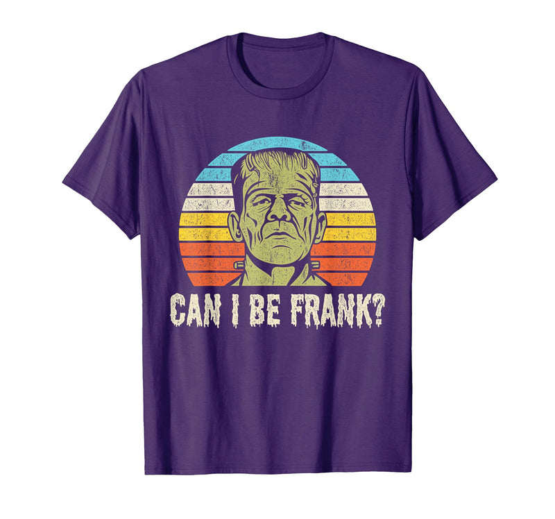 Can I Bee Frank Halloween Halloween Tee Can I be Frank? Funny Horror Frankenstein Tee T-Shirt - Purple