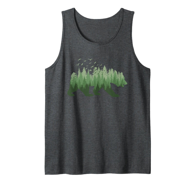 Outdoor Nature Forest Animal Gifts Nature Forest Wildlife Trees Wild Animal Bear Tank Top - Dark Heather Grey