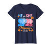 He Or She Pumpkin Gender Reveal Party Supplies Tee Halloween Pumpkin Gender Reveal He or She Mommy to Be T-Shirt - Navy Blue