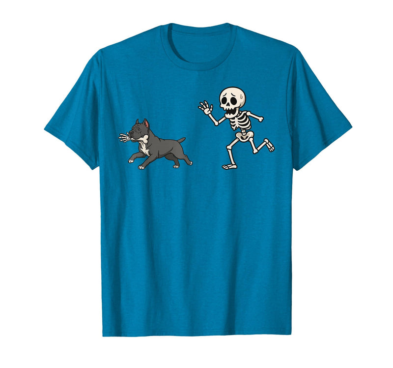 Pitbull Halloween Costume Funny Pitbull Skeleton Hand Halloween T-Shirt - Sapphire Blue