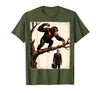 Mademark Monkey Flinging Poo at Businessman Graphic T-Shirt - Men - Olive Green