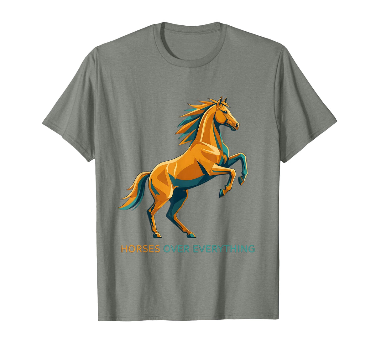Mademark Horses Over Everything Equestrian Design T-Shirt - Men - Olive Heather